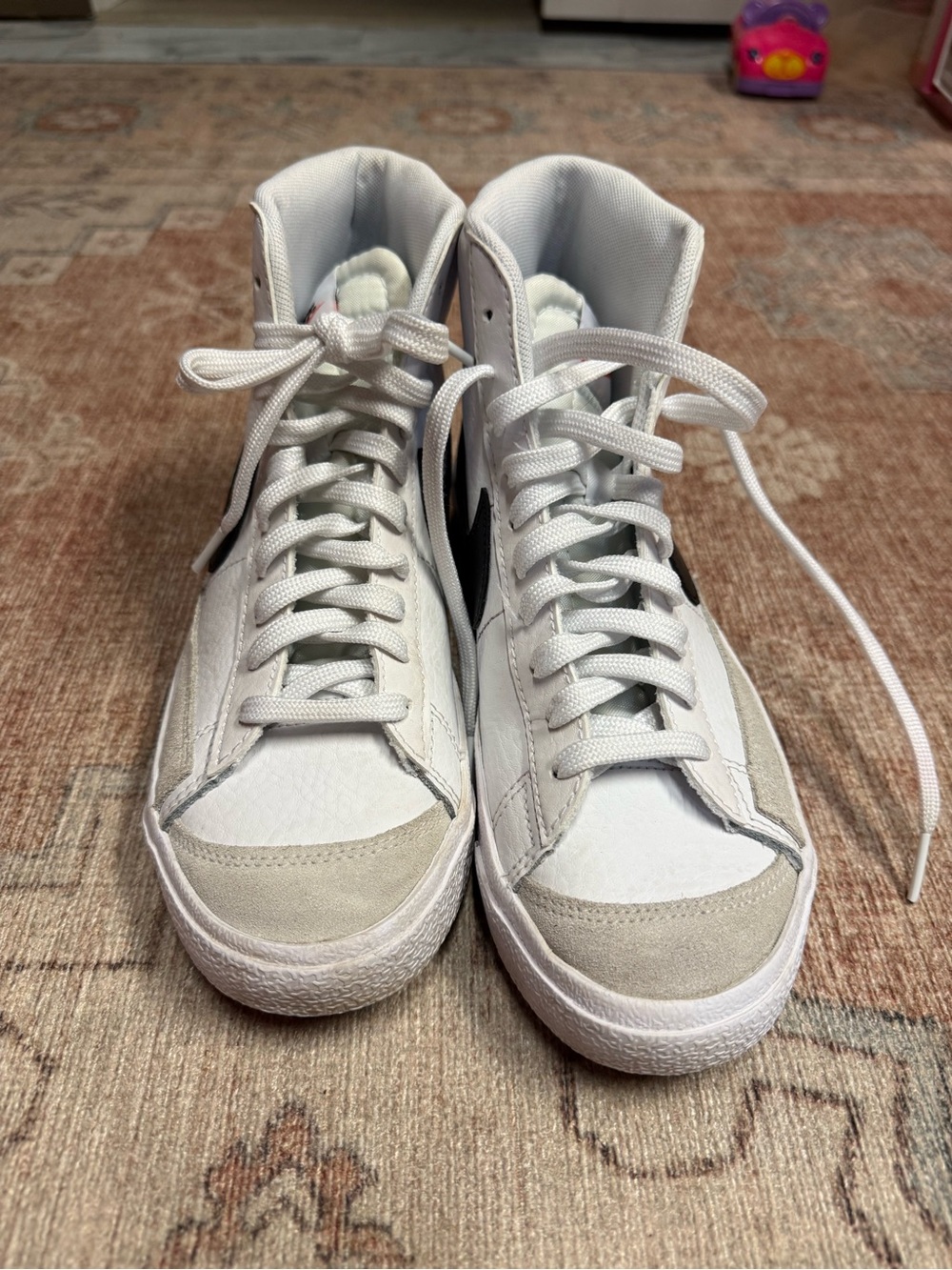 Nike Kids White and Light Gray High-Top Sneakers